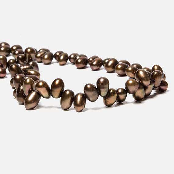 6x5x10x6mm Copper Brown Top Drilled Oval Freshwater Pearls 16 inch 77 pcs - Beadsofcambay.com