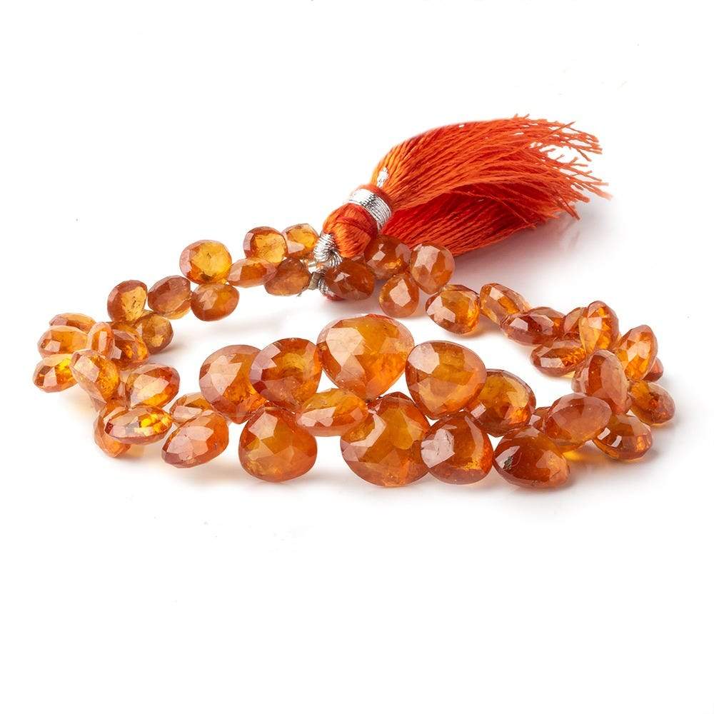 6x6-10.5x10.5mm Mandarin Garnet Faceted Heart Beads 7.5 inch 55 pieces AAA - Beadsofcambay.com