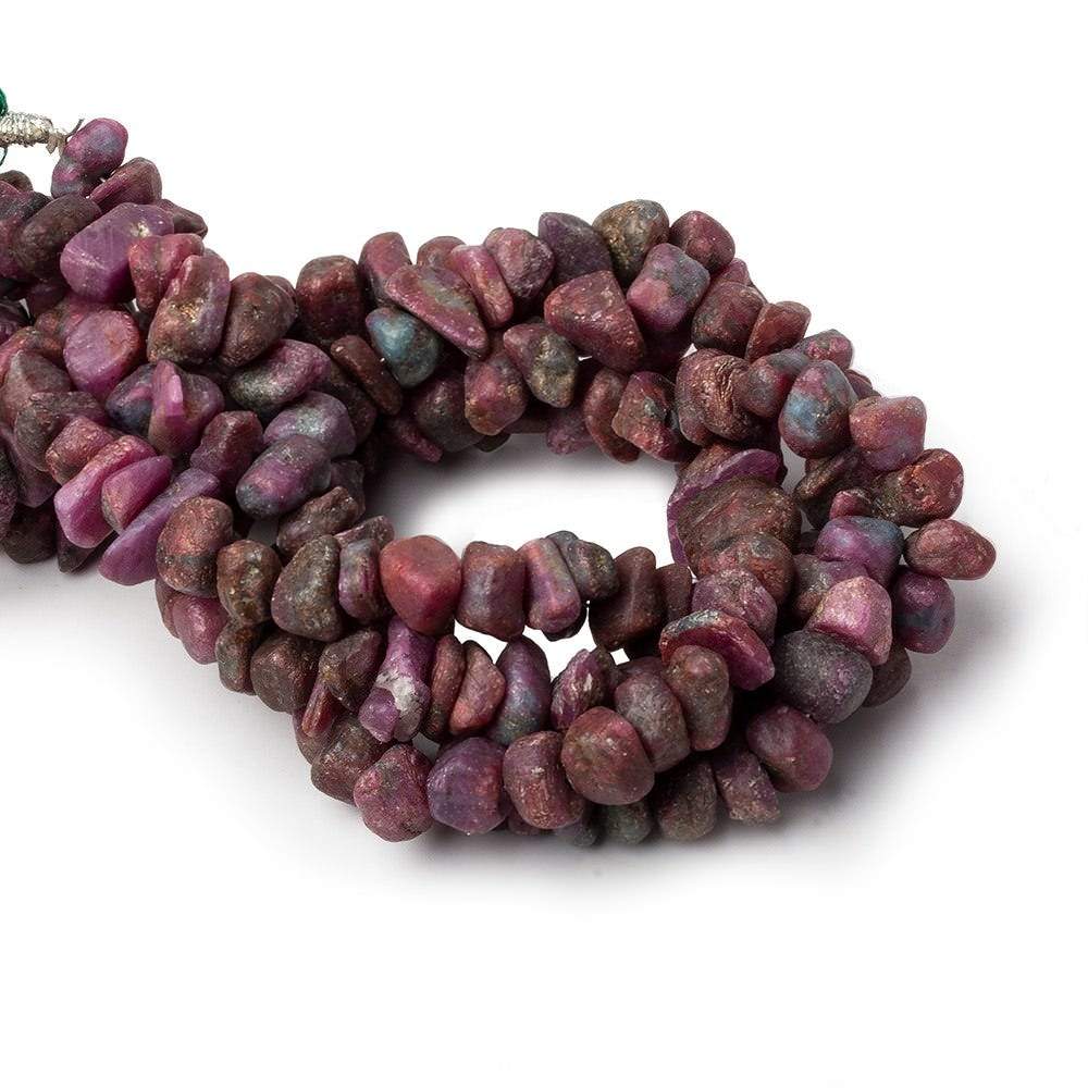 6x6-10x6mm Matte Ruby in Zoisite center drilled Natural Crystal nugget 7.5 inch 42 beads - Beadsofcambay.com