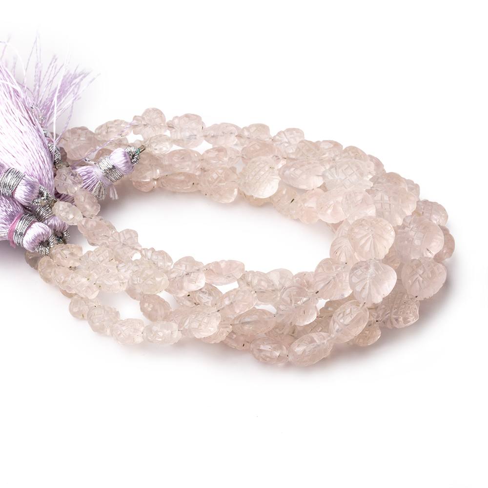6x6-10x9mm Morganite Carved Fancy Shaped Beads 7.5 inch 23 pieces - Beadsofcambay.com
