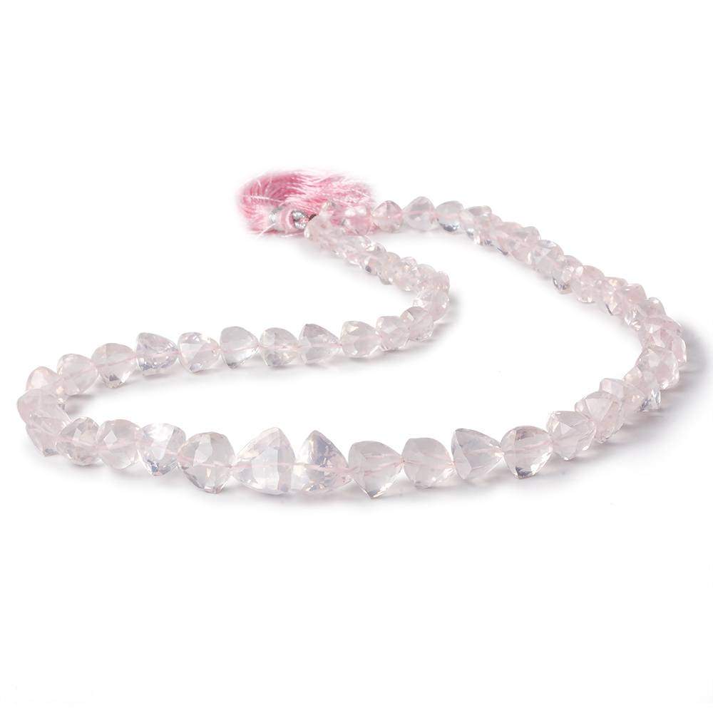 6x6-12x12mm Rose Quartz faceted trillion beads 16 inch 54 pieces A - Beadsofcambay.com