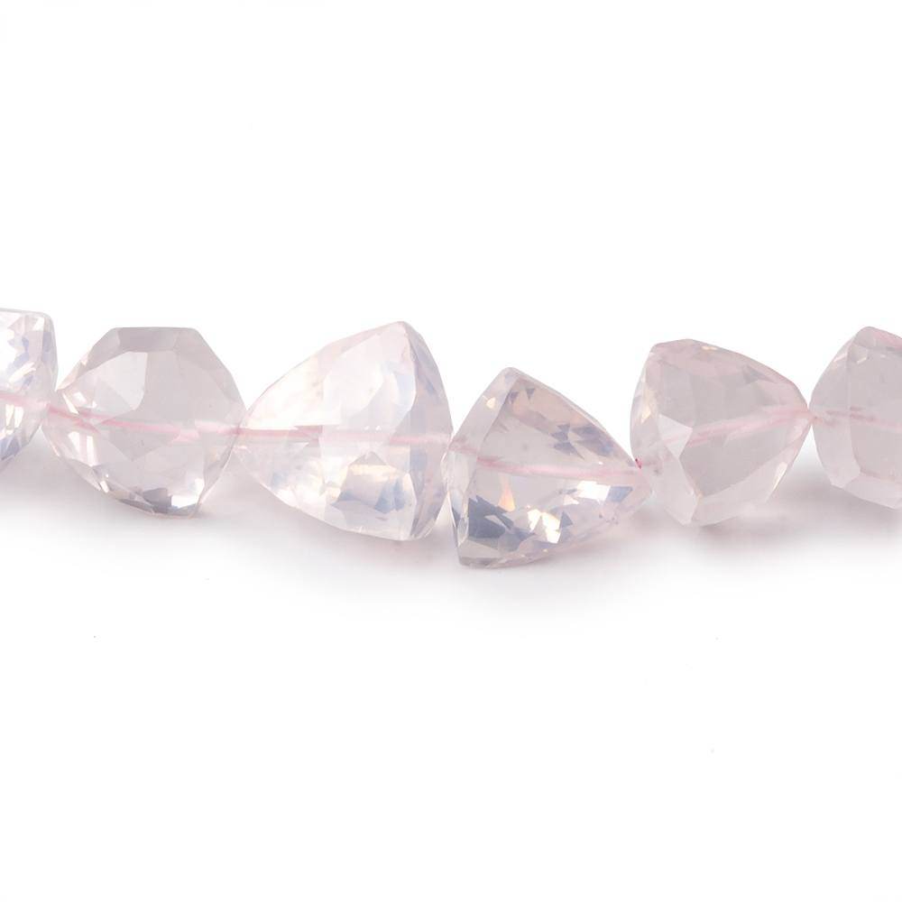 6x6-12x12mm Rose Quartz faceted trillion beads 16 inch 54 pieces A - Beadsofcambay.com