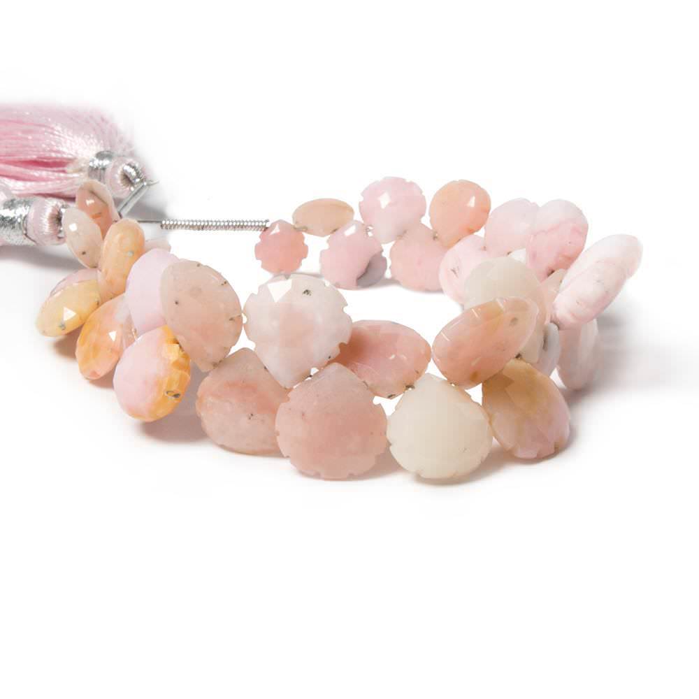 6x6-13x13mm Pinnk Peruvian Opal Scallop Edge Hearts 6.75 inch 38 beads - Beadsofcambay.com