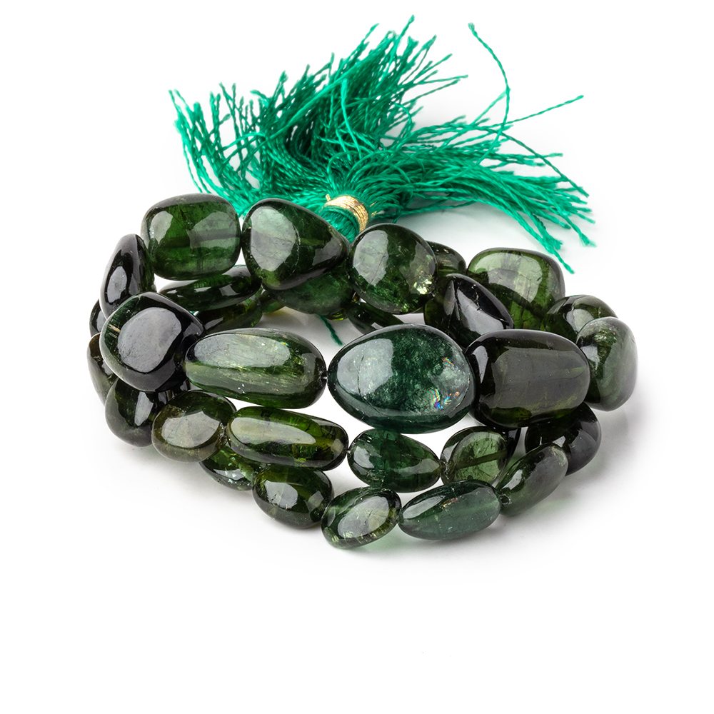 6x6-15x11mm Green Tourmaline Plain Nugget Beads 16 inch 38 pieces - Beadsofcambay.com