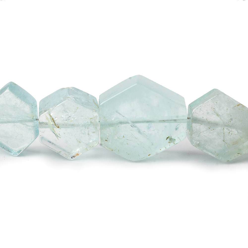 6x6-16x13mm Aquamarine plain hexagon beads 17 inch 53 pieces - Beadsofcambay.com