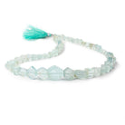 6x6-16x13mm Aquamarine plain hexagon beads 17 inch 53 pieces - Beadsofcambay.com