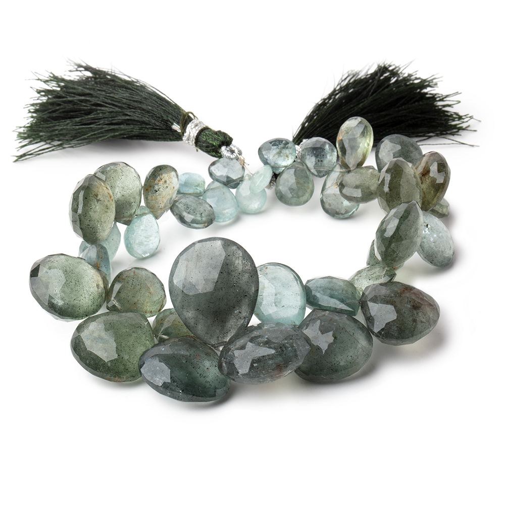 6x6-22x17mm Moss Aquamarine Faceted Hearts & Pears 8 inch 36 Beads AA - Beadsofcambay.com