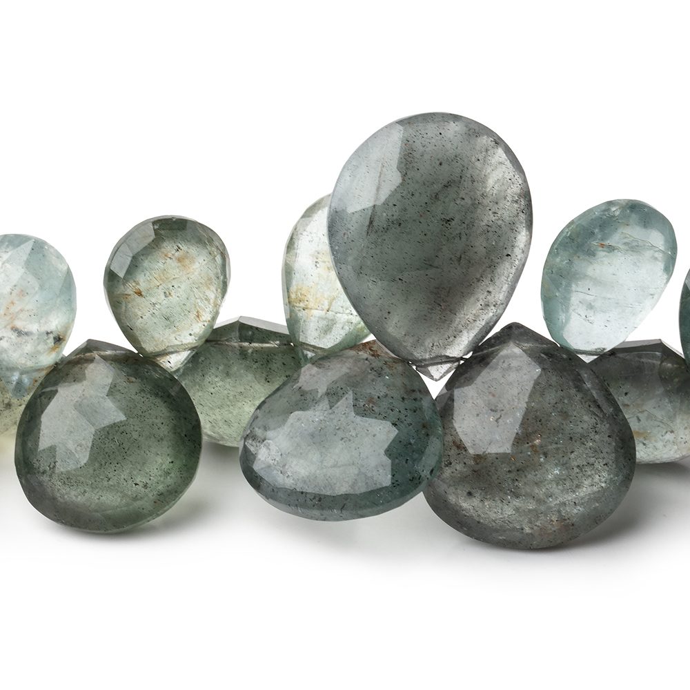 6x6-22x17mm Moss Aquamarine Faceted Hearts & Pears 8 inch 36 Beads AA - Beadsofcambay.com