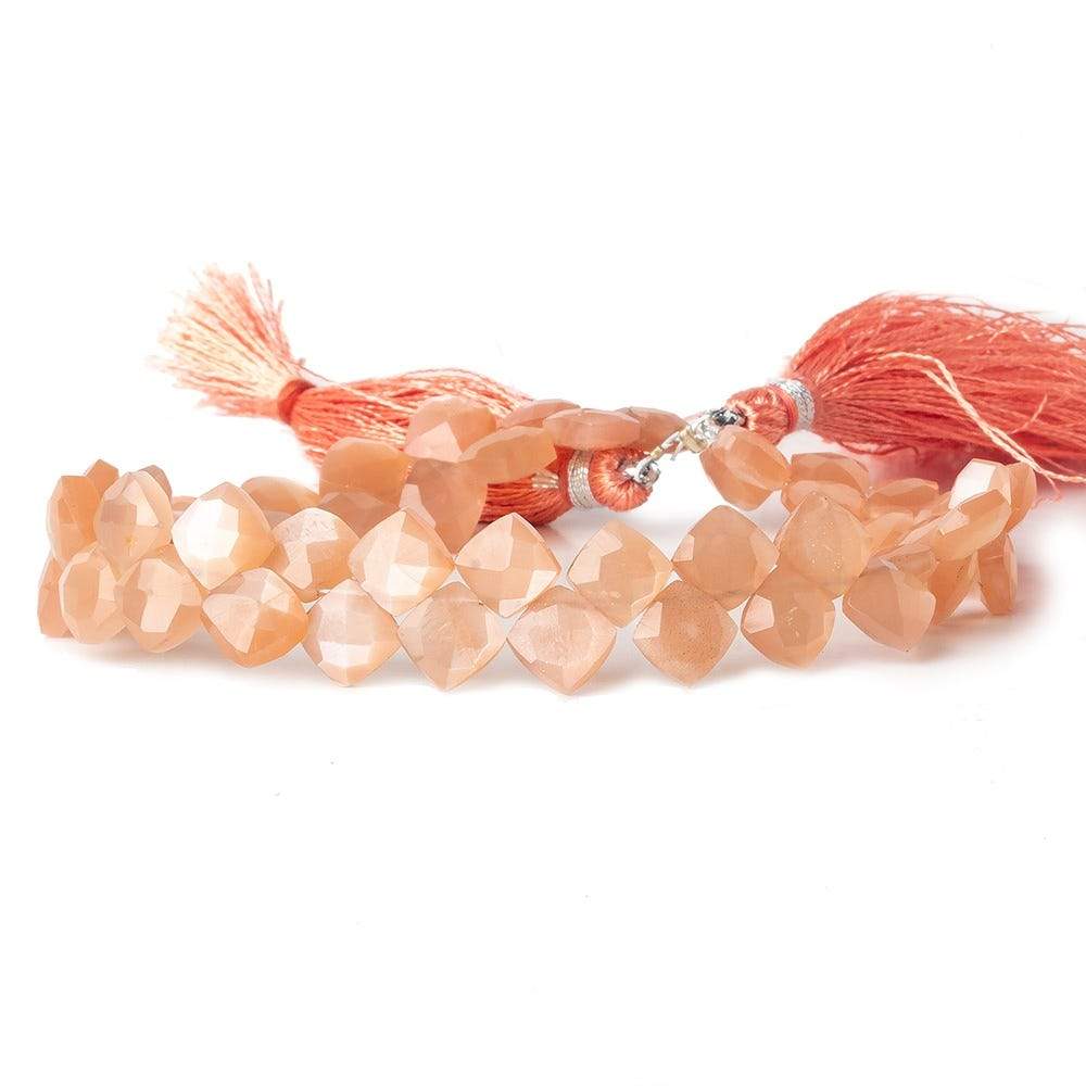 6x6-6.5x6.5mm Angel Skin Peach Moonstone faceted pillow beads 7.5 inch 50 pieces A - Beadsofcambay.com