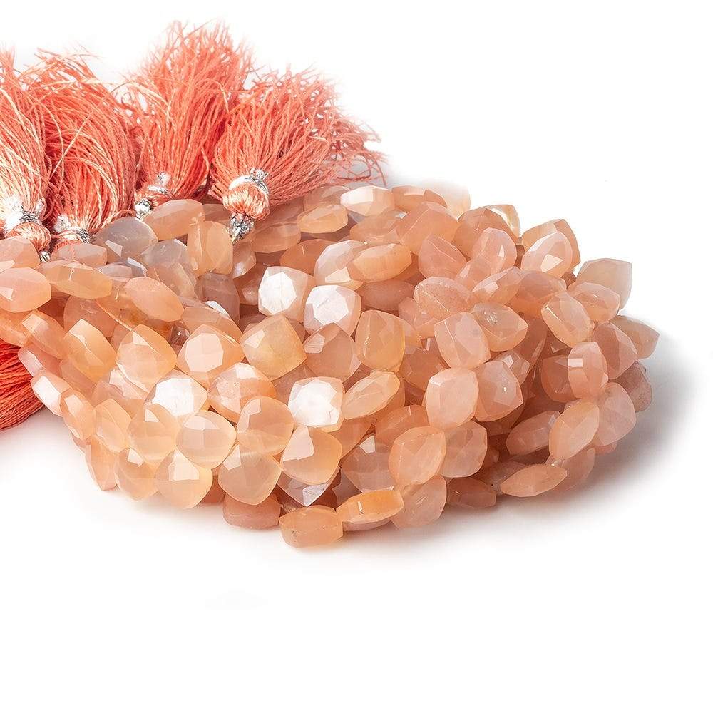 6x6-6.5x6.5mm Angel Skin Peach Moonstone faceted pillow beads 7.5 inch 50 pieces A - Beadsofcambay.com