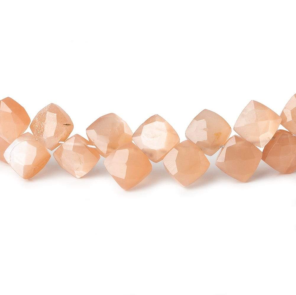 6x6-6.5x6.5mm Angel Skin Peach Moonstone faceted pillow beads 7.5 inch 50 pieces A - Beadsofcambay.com