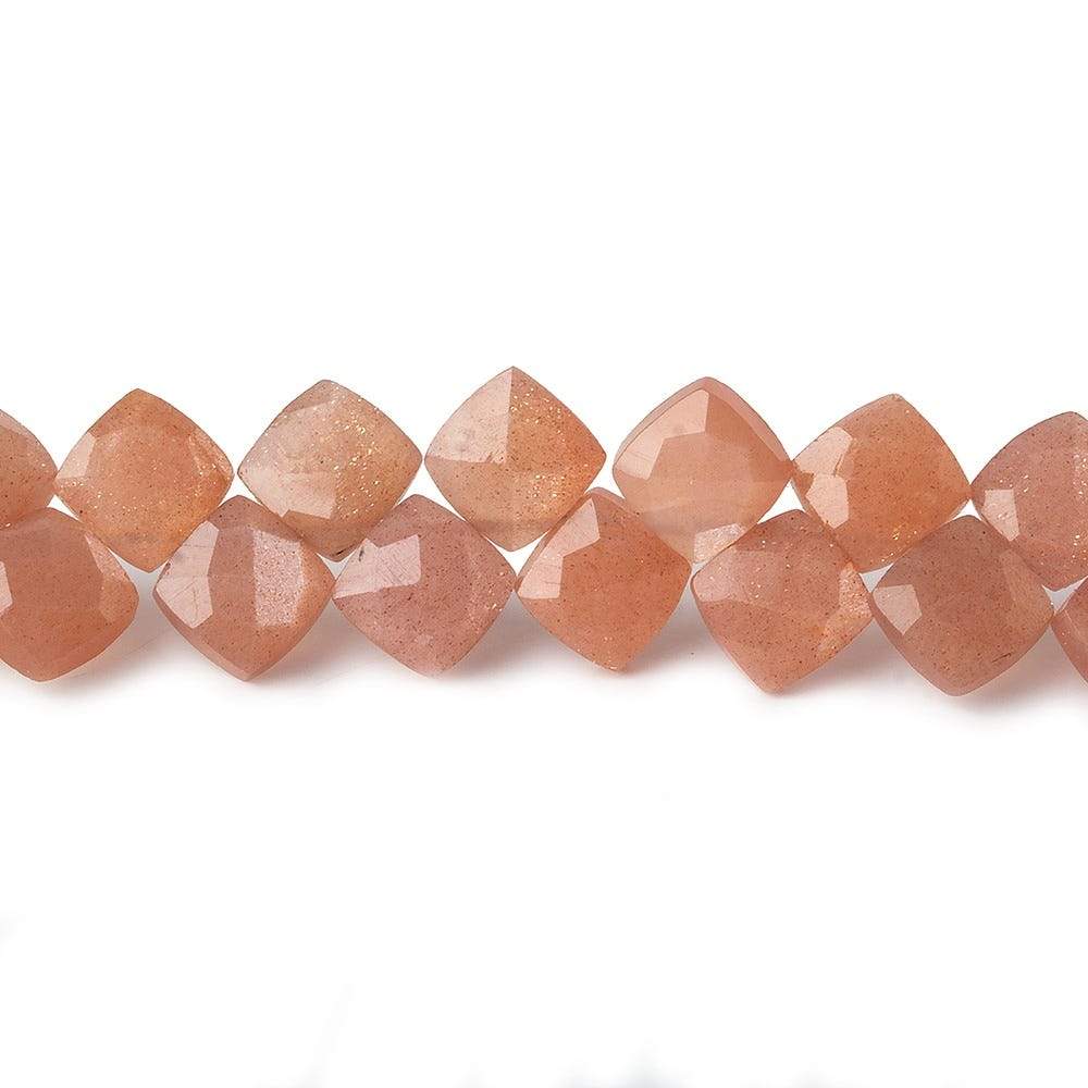 6x6-6.5x6.5mm Dark Angel Skin Peach Moonstone faceted pillow beads 7.5 inch 50 pieces A - Beadsofcambay.com