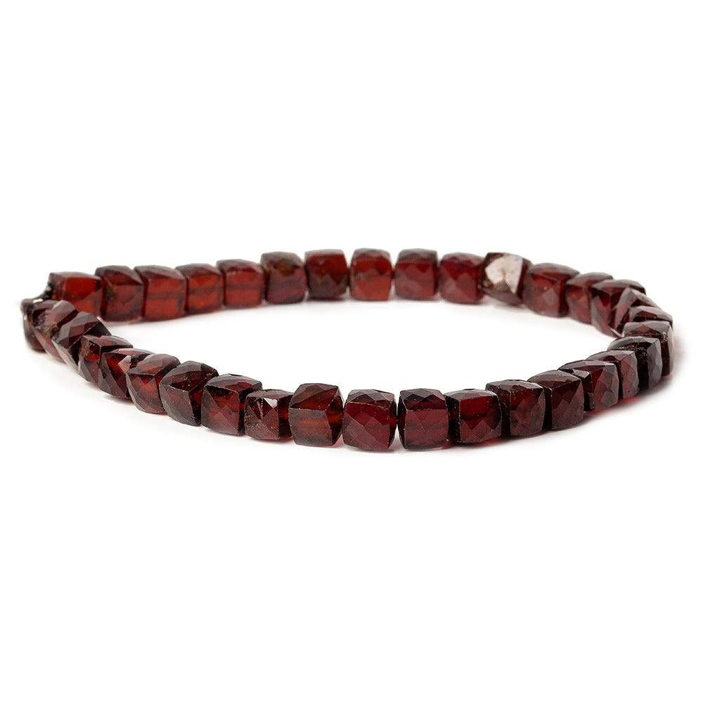 6x6-6.5x6.5mm Hessonite Garnet faceted cubes 8 inch 33 beads AAA - Beadsofcambay.com