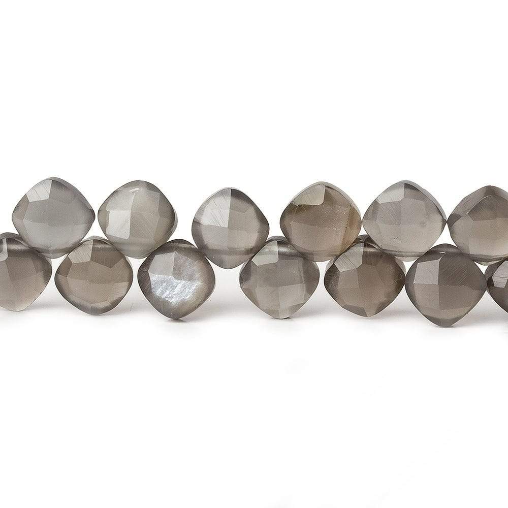 6x6-6.5x6.5mm Platinum Grey Moonstone faceted pillow beads 7.5 inch 50 pieces A - Beadsofcambay.com