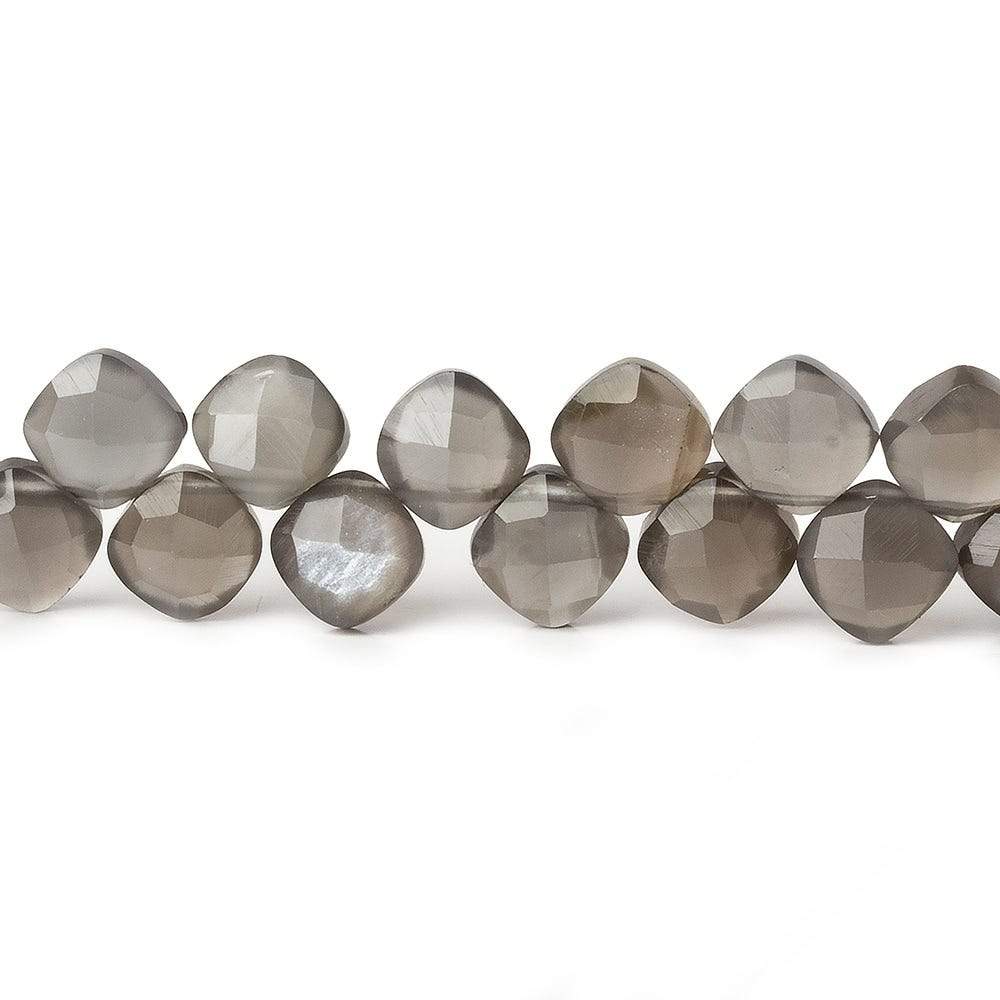 6x6-6.5x6.5mm Platinum Grey Moonstone faceted pillow beads 7.5 inch 50 pieces A - Beadsofcambay.com