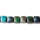 6x6-7x7mm Chrysocolla faceted cubes 8 inch 30 beads AA - Beadsofcambay.com