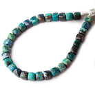 6x6-7x7mm Chrysocolla faceted cubes 8 inch 30 beads AA - Beadsofcambay.com