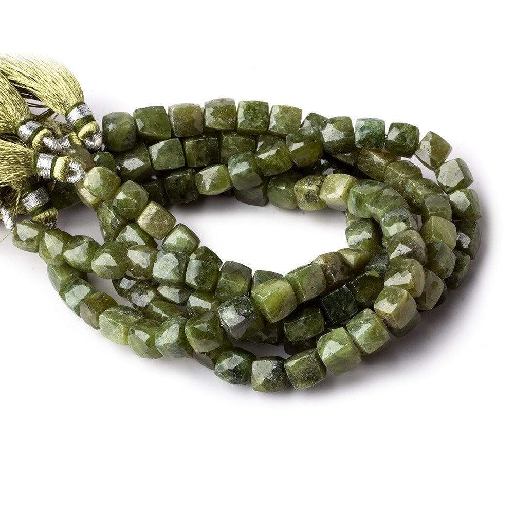 6x6-7x7mm Idocrase Faceted Cube Beads 8 inch 27 pieces - Beadsofcambay.com