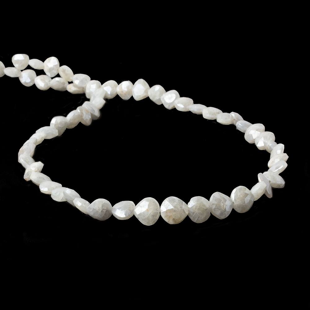 6x6-7x7mm Mystic Pearly White Quartz faceted hearts 16 inch 63 pieces - Beadsofcambay.com