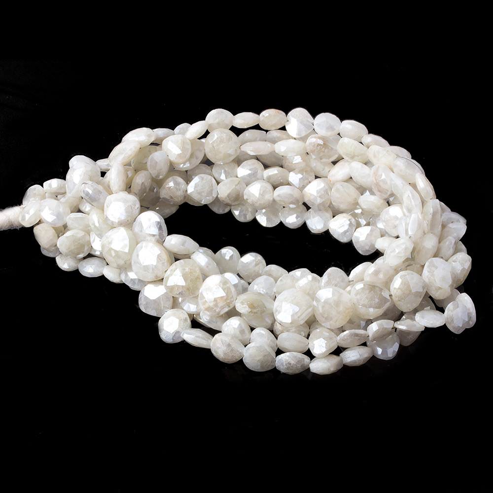 6x6-7x7mm Mystic Pearly White Quartz faceted hearts 16 inch 63 pieces - Beadsofcambay.com
