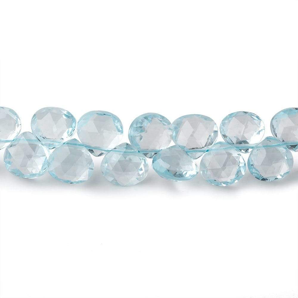 6x6-7x7mm Sky Blue Topaz Faceted Heart Briolettes 7 inch 48 pieces AAA - Beadsofcambay.com