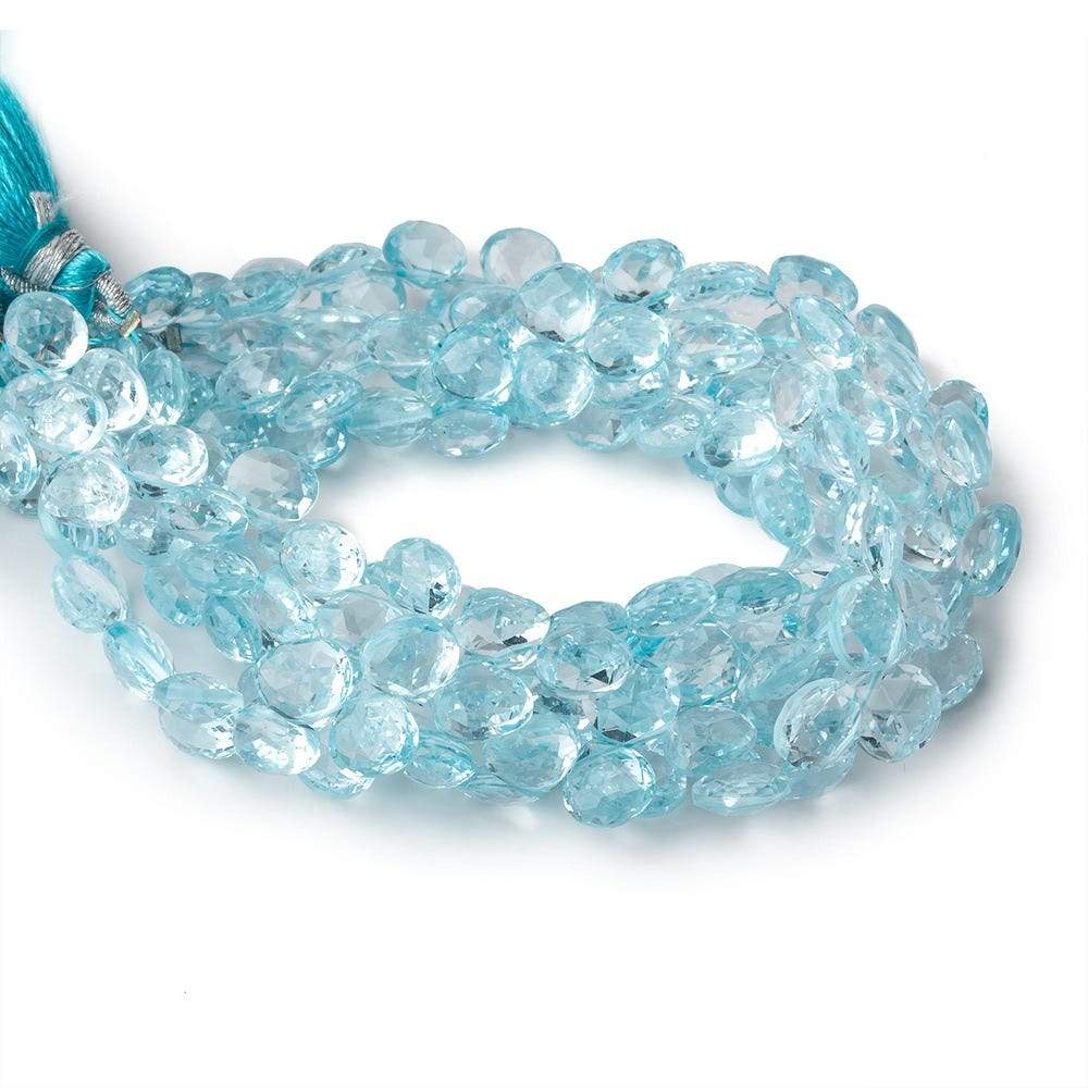 6x6-7x7mm Sky Blue Topaz Faceted Heart Briolettes 7 inch 48 pieces AAA - Beadsofcambay.com