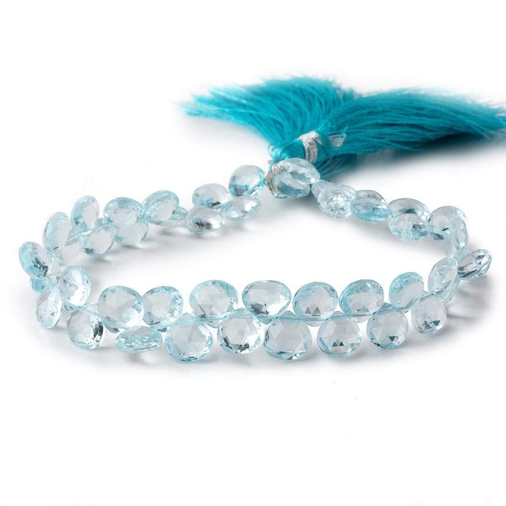 6x6-7x7mm Sky Blue Topaz Faceted Heart Briolettes 7 inch 48 pieces AAA - Beadsofcambay.com