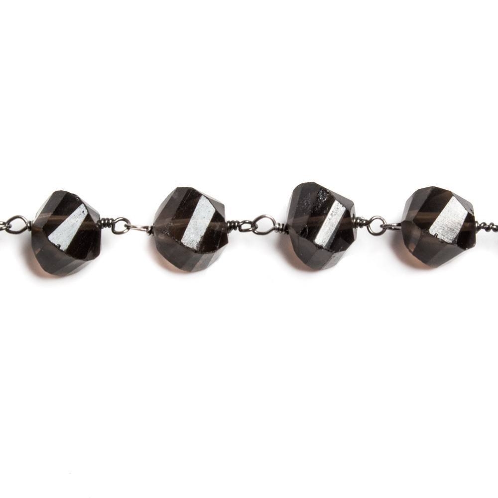 6x6-7x7mm Smoky Quartz Twist Cube Black Gold plated Chain by the foot 26 pcs - Beadsofcambay.com