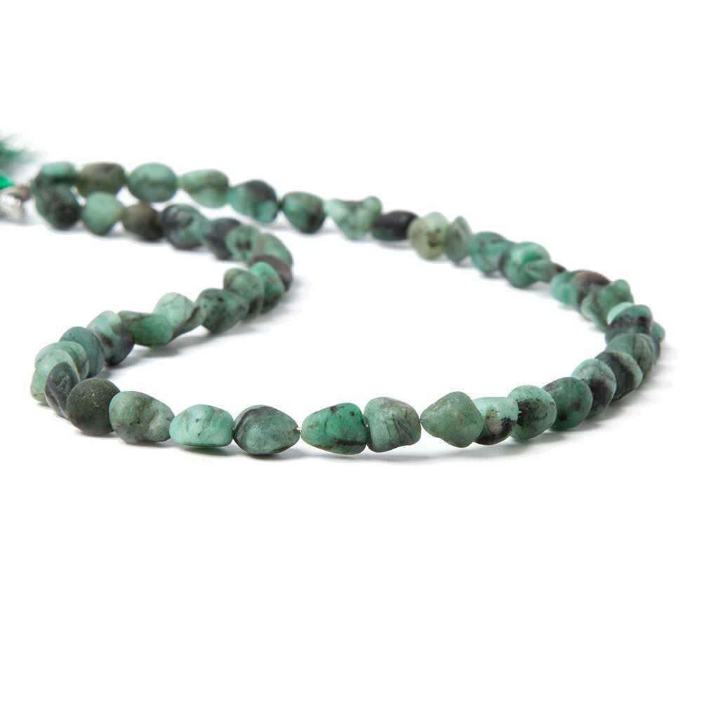 6x6-8x6mm Frosted Brazilian Emerald plain nugget beads 12 inch 50 pieces - Beadsofcambay.com