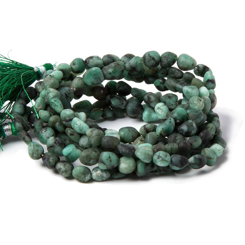 6x6-8x6mm Frosted Brazilian Emerald plain nugget beads 12 inch 50 pieces - Beadsofcambay.com