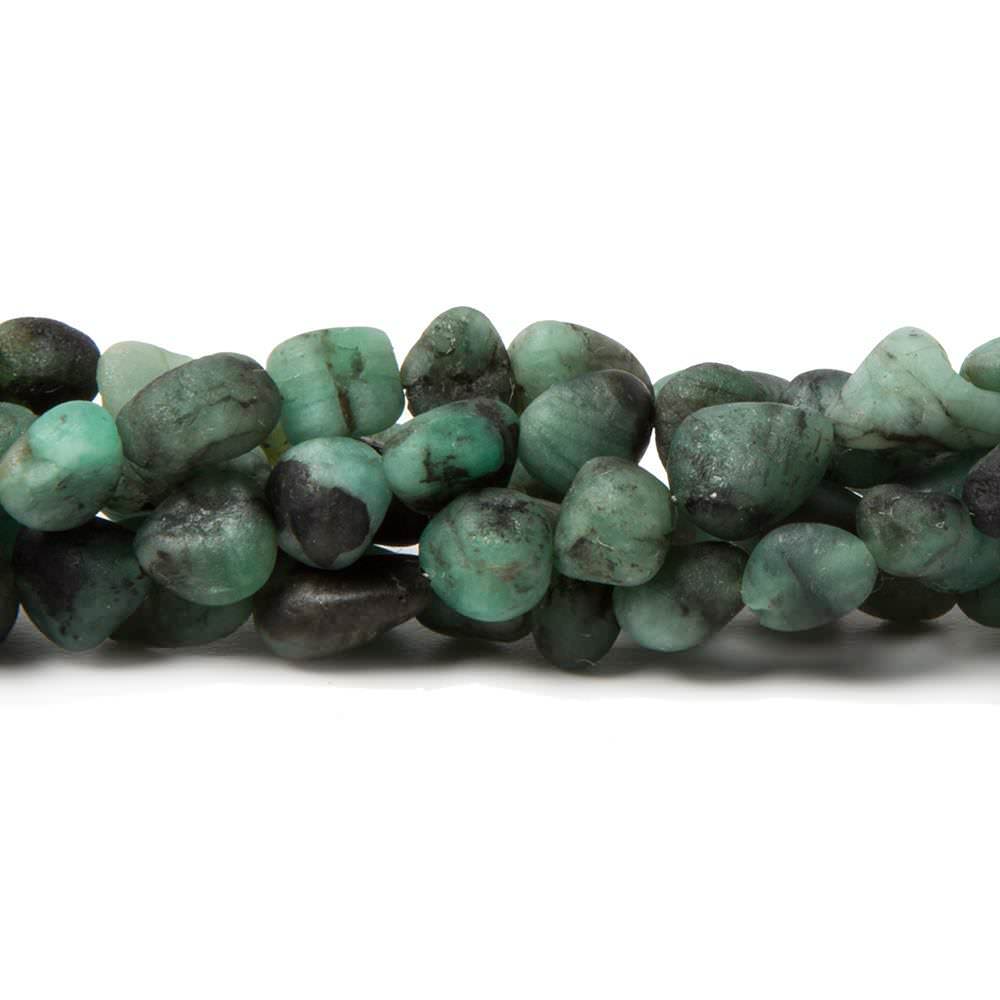 6x6-8x6mm Frosted Brazilian Emerald plain nugget beads 12 inch 50 pieces - Beadsofcambay.com