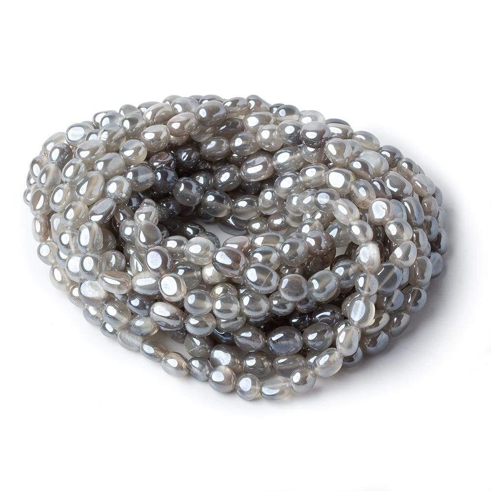 6x6-8x6mm Silver Mystic Platinum Grey Moonstone plain nuggets 16 inch 58 beads - Beadsofcambay.com
