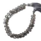 6x6-8x7mm Platinum Gray Moonstone Plain Pear & Heart Beads 8 inch 55 pieces A - Beadsofcambay.com