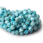 6x6-8x8mm Larimar faceted cubes 8 inch 19 beads AA - Beadsofcambay.com