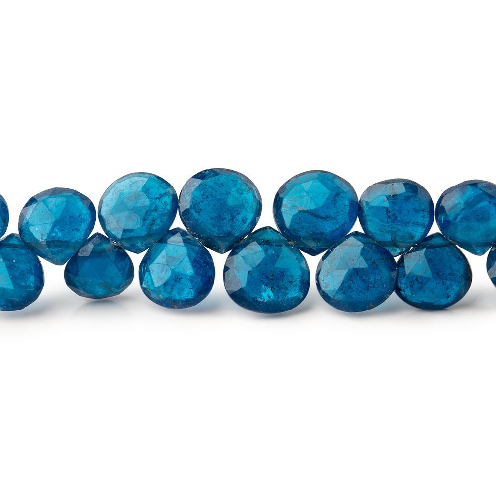 6x6-8x8mm Neon Apatite faceted heart beads 8 inch 58 pieces - Beadsofcambay.com