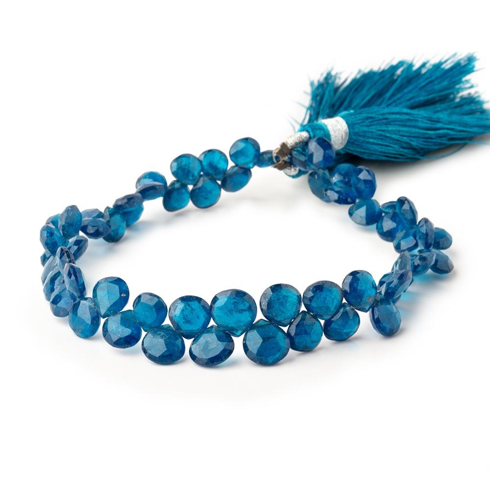 6x6-8x8mm Neon Apatite faceted heart beads 8 inch 58 pieces - Beadsofcambay.com