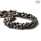 6x6-9x7mm Cat's Eye Tourmaline 1mm large hole plain nuggets 16 inch 45 beads - Beadsofcambay.com