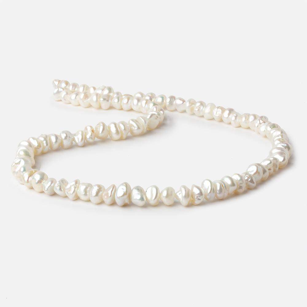 6x6-9x7mm White Center Drilled Keshi Freshwater Pearl 15.5 inch 85 pieces - Beadsofcambay.com