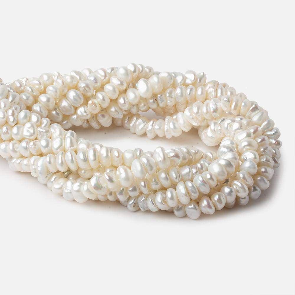 6x6-9x7mm White Center Drilled Keshi Freshwater Pearl 15.5 inch 85 pieces - Beadsofcambay.com
