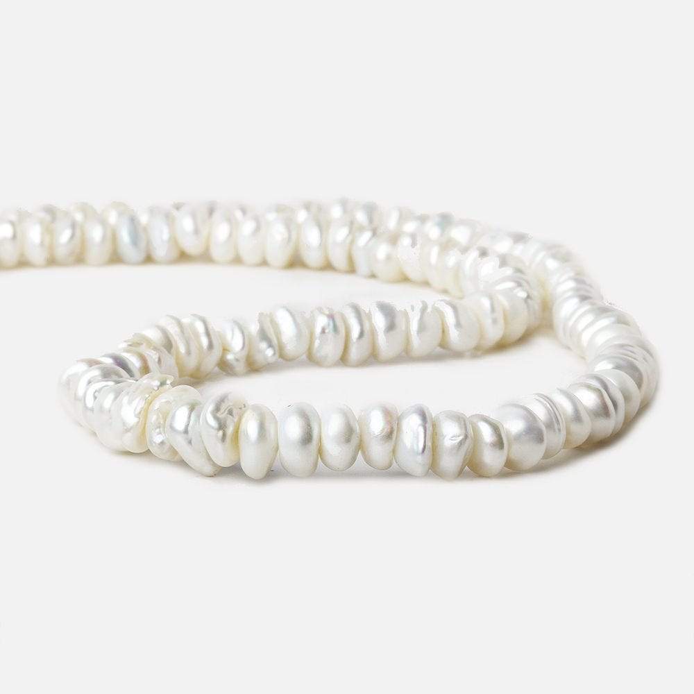 6x6-9x7mm White Center Drilled Keshi Freshwater Pearl 15.5 inch 85 pieces - Beadsofcambay.com