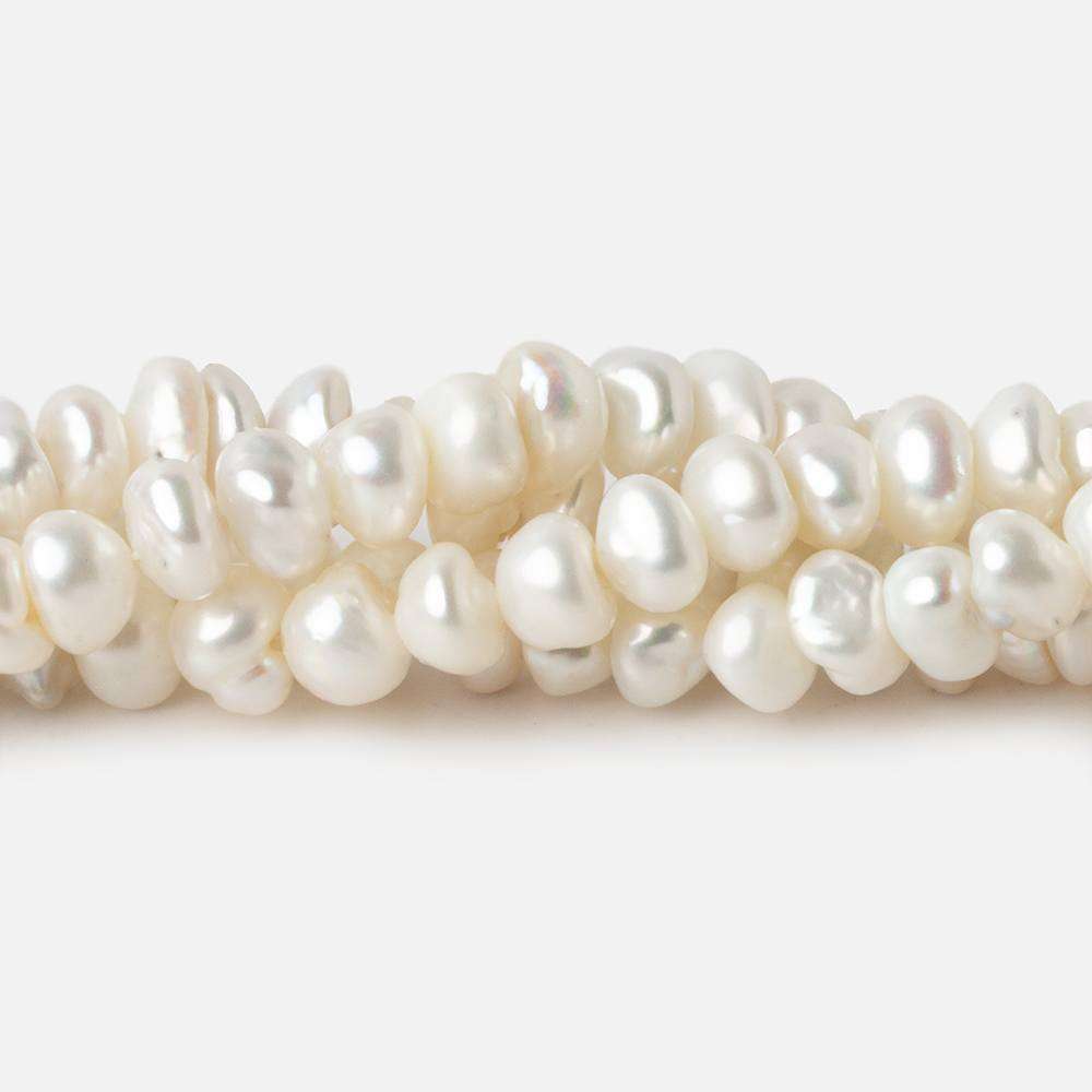 6x6-9x7mm White Center Drilled Keshi Freshwater Pearl 15.5 inch 85 pieces - Beadsofcambay.com
