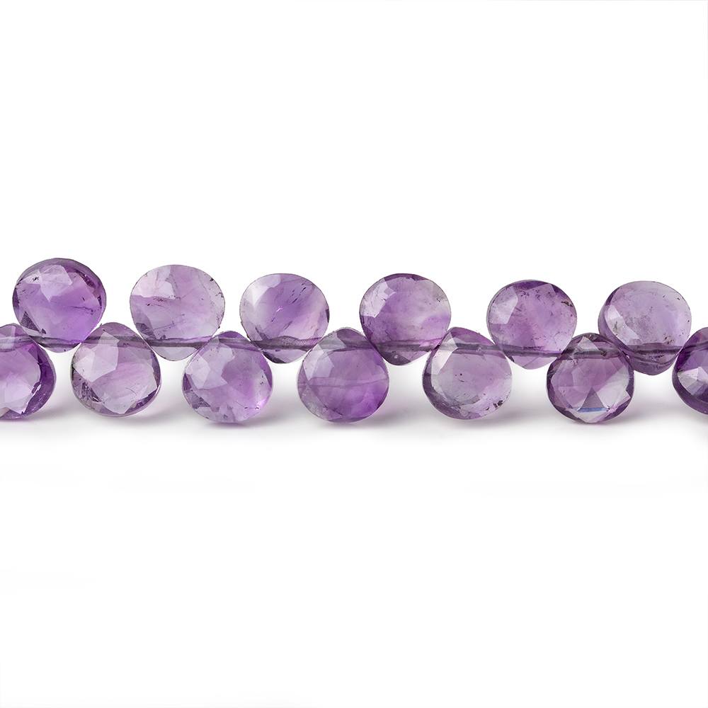 6x6 Amethyst faceted heart beads 8 inch 53 pieces - Beadsofcambay.com
