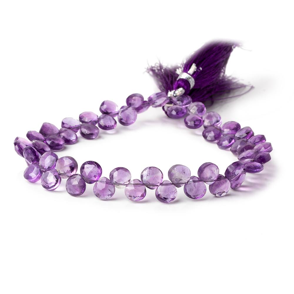 6x6 Amethyst faceted heart beads 8 inch 53 pieces - Beadsofcambay.com