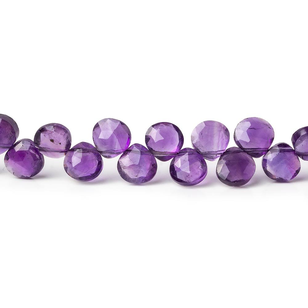 6x6 Dark Amethyst faceted heart beads 8 inch 53 pieces - Beadsofcambay.com