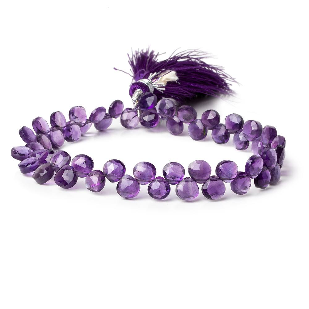 6x6 Dark Amethyst faceted heart beads 8 inch 53 pieces - Beadsofcambay.com