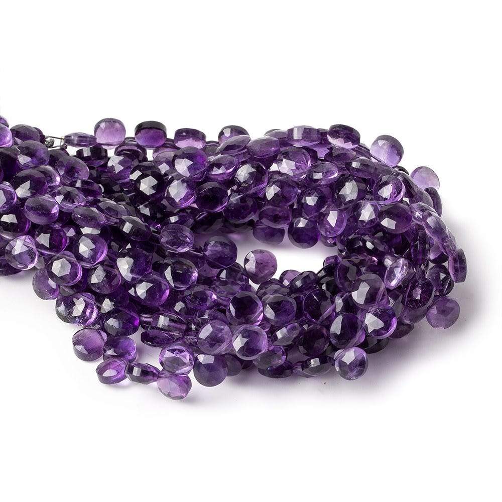 6x6 Dark Amethyst faceted heart beads 8 inch 53 pieces - Beadsofcambay.com