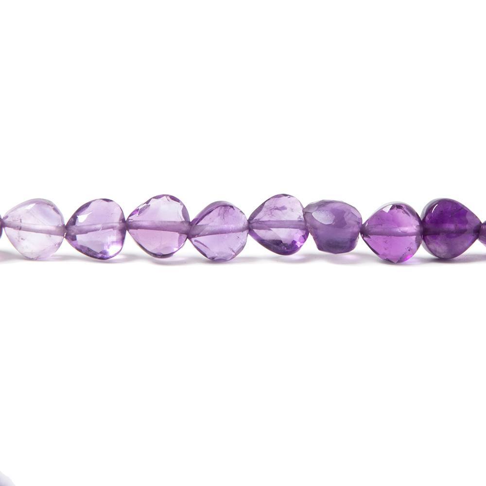 6x6mm Amethyst straight drilled bezel faceted hearts 13.75 inch 58 Beads - Beadsofcambay.com