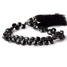 6x6mm Black Spinel faceted hearts 8 inch 55 beads - Beadsofcambay.com