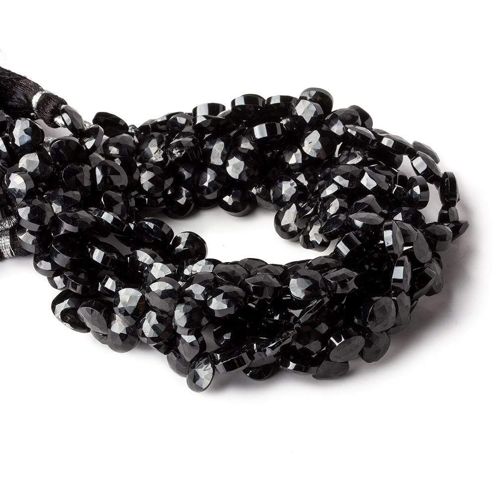 6x6mm Black Spinel faceted hearts 8 inch 55 beads - Beadsofcambay.com
