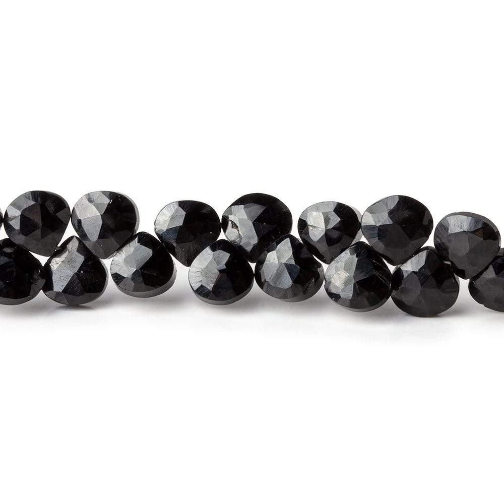 6x6mm Black Spinel faceted hearts 8 inch 55 beads - Beadsofcambay.com